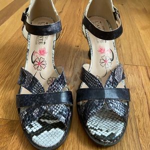 Spring Step L’artiste Leather Snakeskin Heels